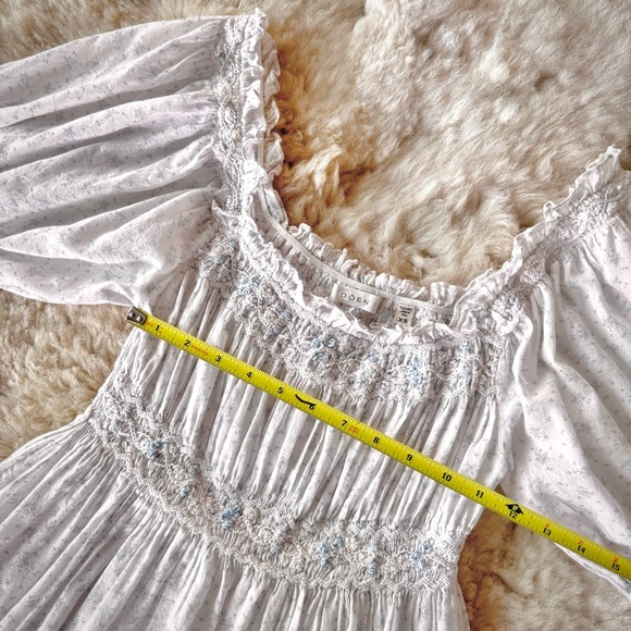 💋SOLD💋✨🩶❄️DÔEN ‘Rosen’ Embroidered Cotton Voile Azure Windswept Floral XS✨ - Picture 8 of 17